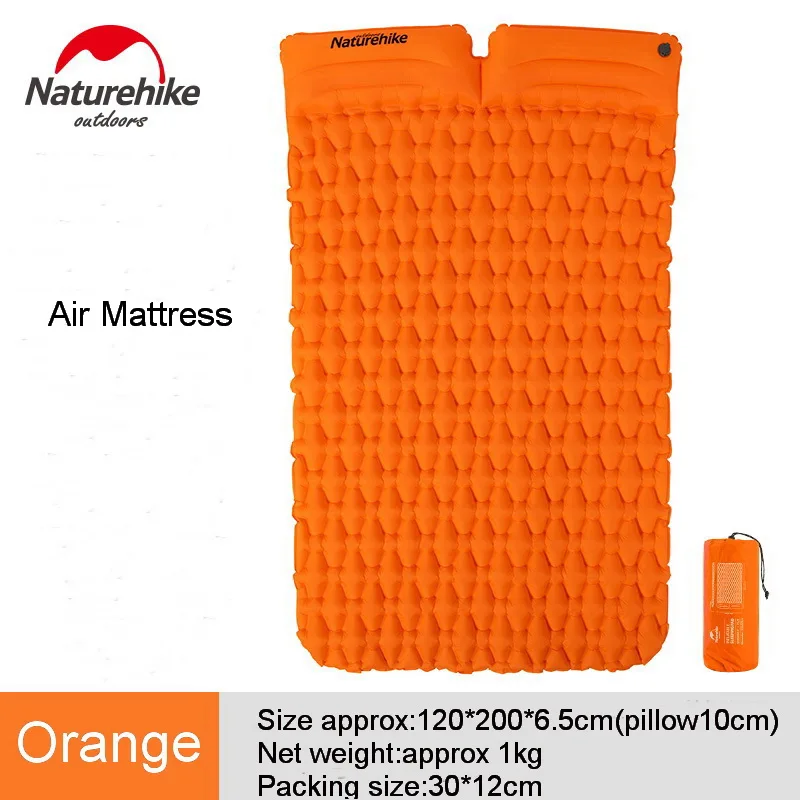 2Person orange Naturehike сверхлегкий 1 2 человек надувной матрас Открытый надувные матрасы один спальный коврик кемпинг коврик W& подушка безопасности - Цвет: 2Person orange
