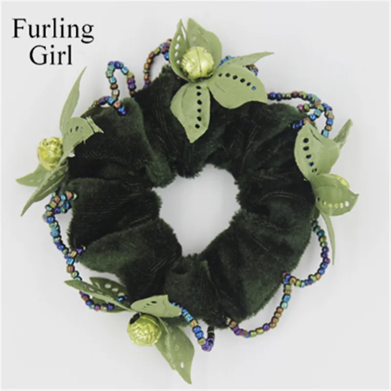 1 шт. Женская бархатная резинка для волос с бусинами |