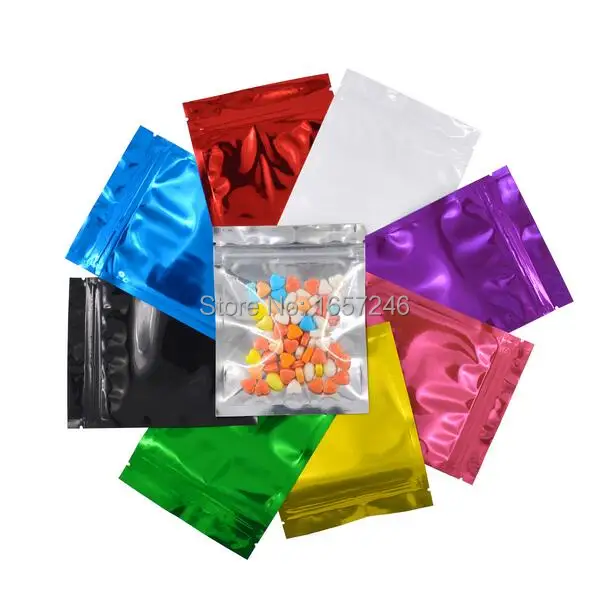 

300Pcs/Lot 7.5*10cm Multicolor Zipper Top Aluminum Foil Resealable Valve Pack Zip lock Bags Food Grocery Storage Package Pouches