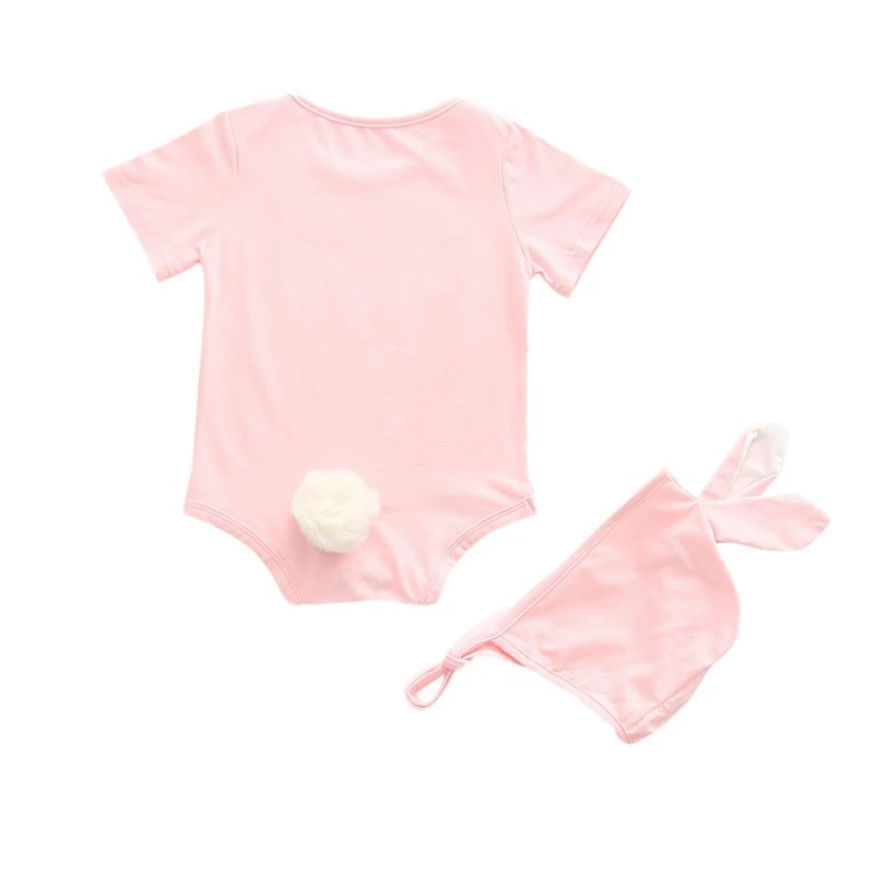 Summer Baby's Set for Boy Girl Cotton Cartoon Pattern Infant Short Sleeve Jumpsuit+Hat Newborn Romper Infants | Детская одежда и