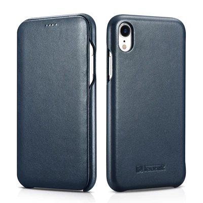 Icarer бренд для iPhone XR чехол из натуральной кожи чехол для телефона s для iPhone XR чехол с изогнутыми краями роскошный Магнитный чехол-книжка - Цвет: For iphone XR Blue