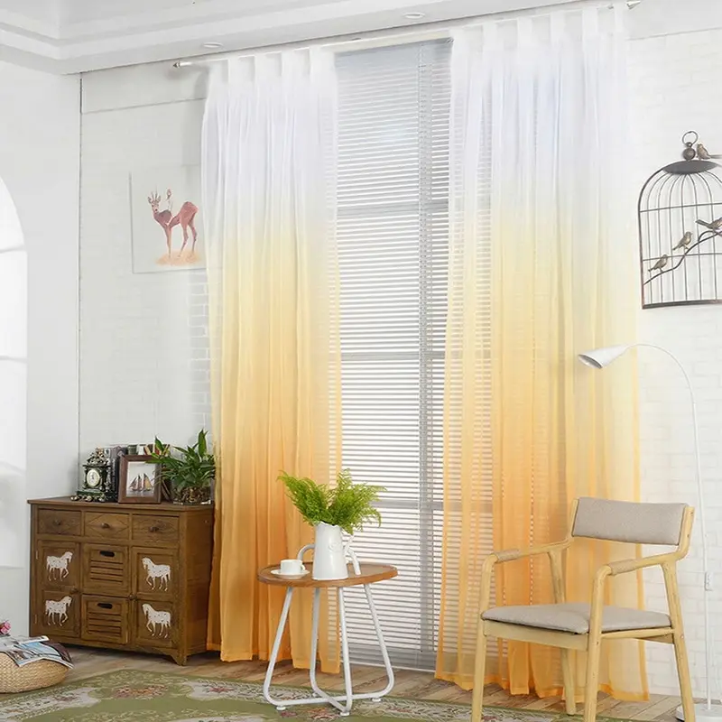 Модные шторы градиентные цветные принтованные вуаль серые оконные тюль отвесные