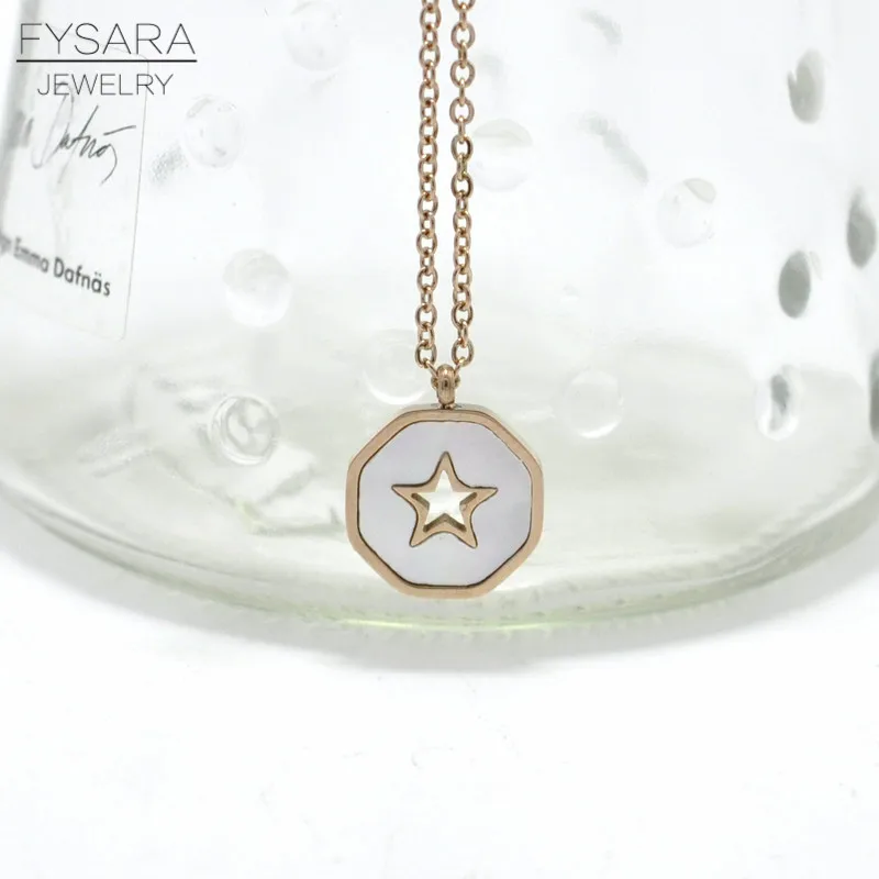 FYSARA Эмаль черный/белый корпус полый шестиугольник Star кулон ожерелье для женщин