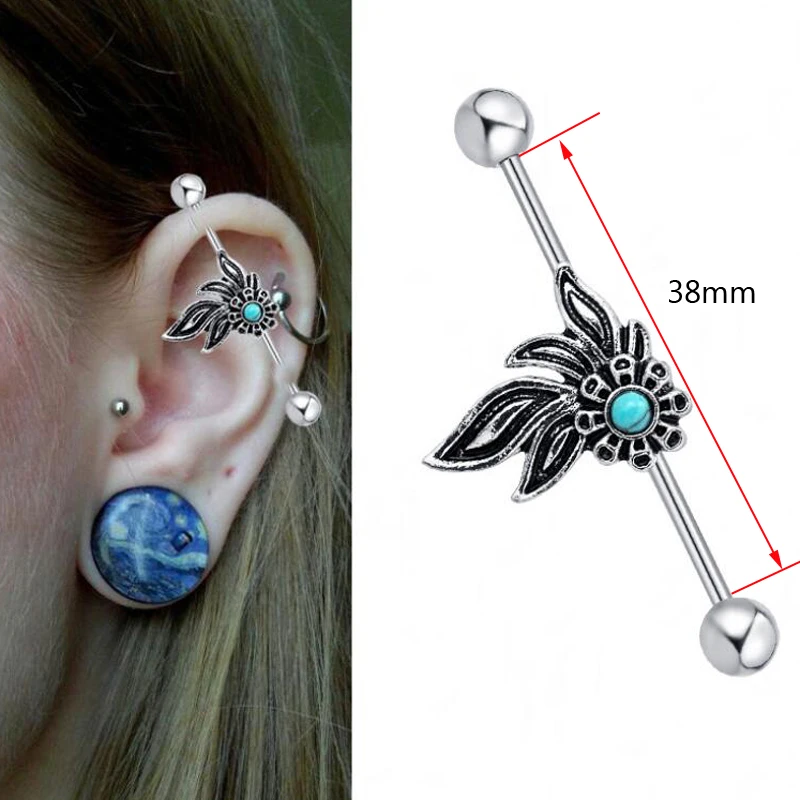 SaYao 1 piece Love Cute Night Owl Surgical Stainless Steel Animal Industrial Barbell Piercing Helix Ear Jewelry | Украшения и