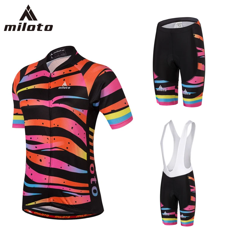 MILOTO Vélo наборы для женщин с коротким рукавом Джерси Pro Team ездить на велосипеде