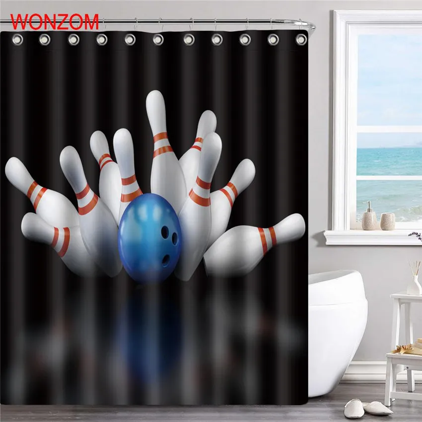 WONZOM Ball Games Висячие шторы с 12 крючками для декора ванной комнаты современный