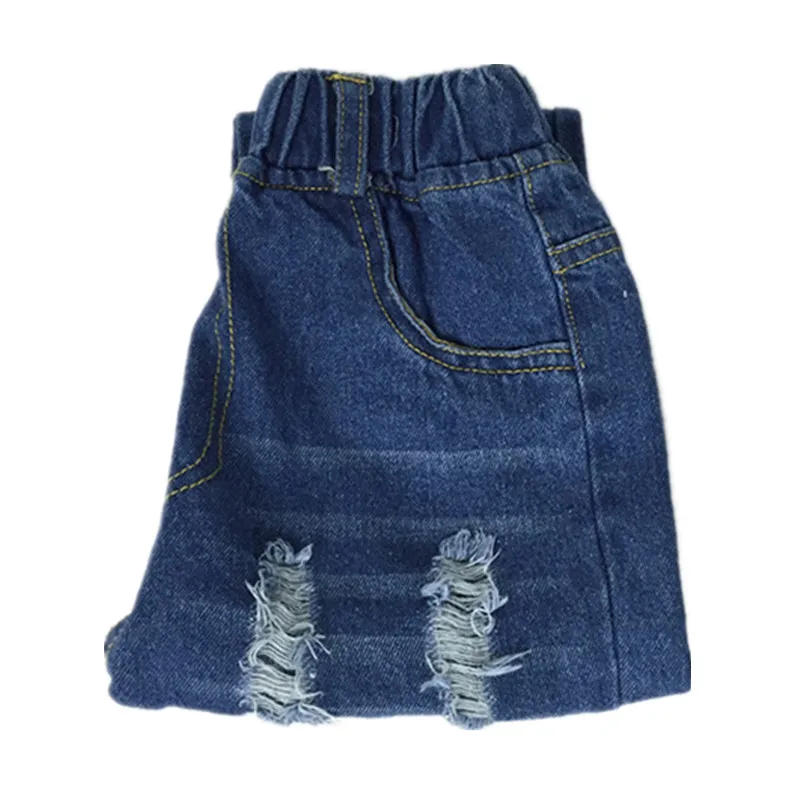 Новые детские рваные джинсы для девочек Повседневные модные штаны Свободные