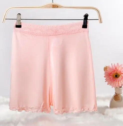 pink Натуральный шелк, кружевные безопасные короткие штаны, шелковая юбка, штаны, безопасная Шелковая пижама для сна, штаны, TG-059 - Цвет: pink