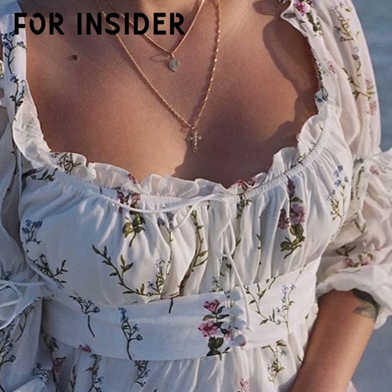 Для Insider Boho кружевное цветочное шифоновое платье миди с вырезами и оборками