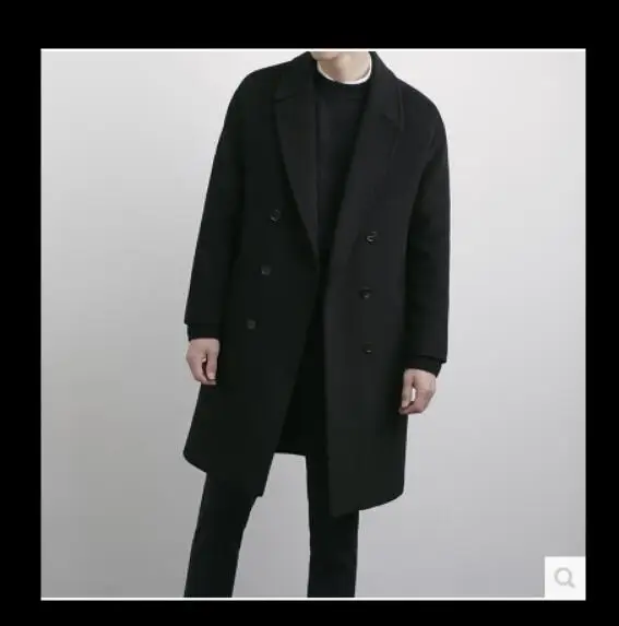 S XXXL 2018 зимняя мужская корейской тонкий кашемир плащ в Длинные шерстяное пальто
