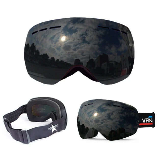 BLACK VANREE, брендовые лыжные очки, двойные линзы, UV400, противотуманные, для катания на лыжах, для мужчин и женщин, маска, зимние очки, для взрослых, для катания на лыжах, сноуборде, очки - Цвет: BLACK