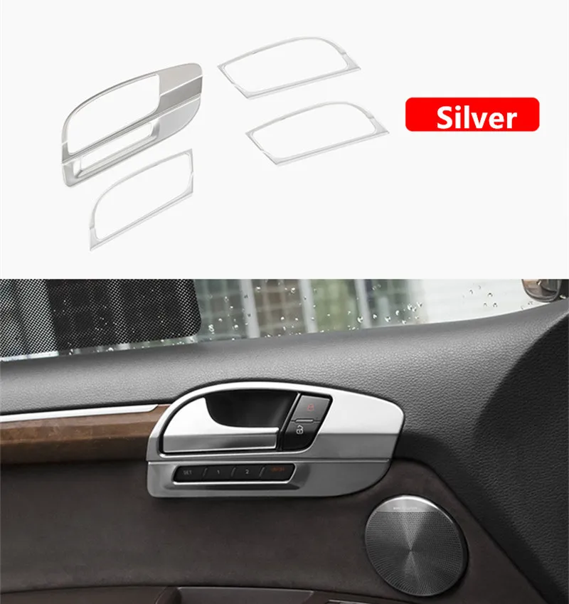 Doorknob Silver Автомобильный Стайлинг консоль переключения передач декоративная крышка воздушная панель накладка для Audi Q7 2008-15 внутренняя дверная ручка подлокотник кнопки рамка - Название цвета: Doorknob Silver
