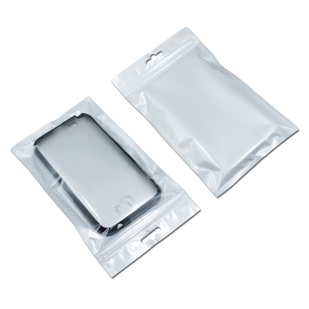 

200Pcs/lot Euro Hang Hole Clear White Ziplock Package Bag Plastic Crafts Electronic Supply Zip Lock Packing Bag Retails Pack Bag