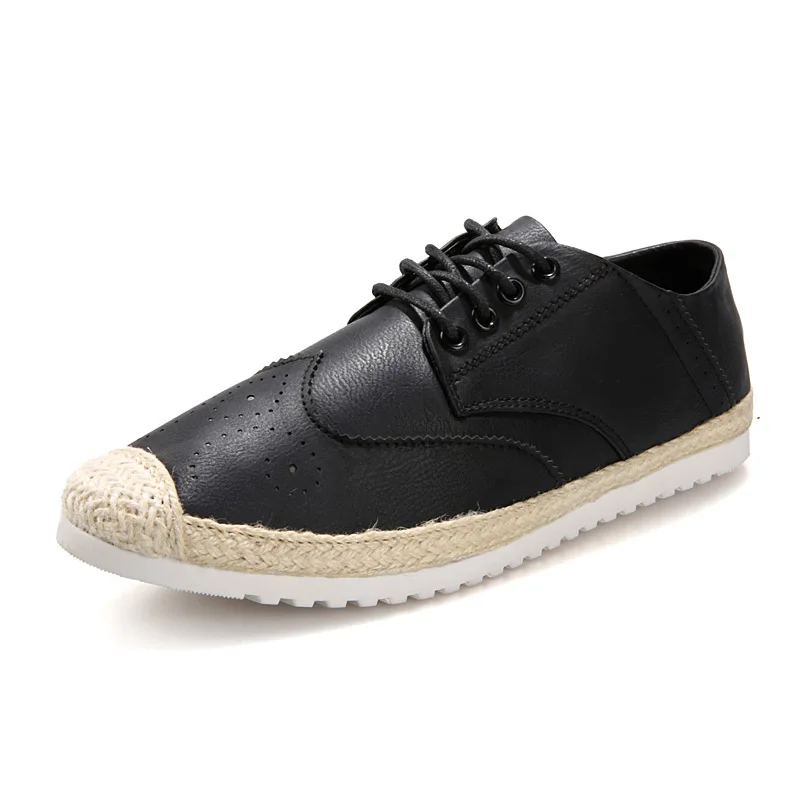 2016 carved breathable natural linen fashion straw braid the end of casual shoes male | Обувь