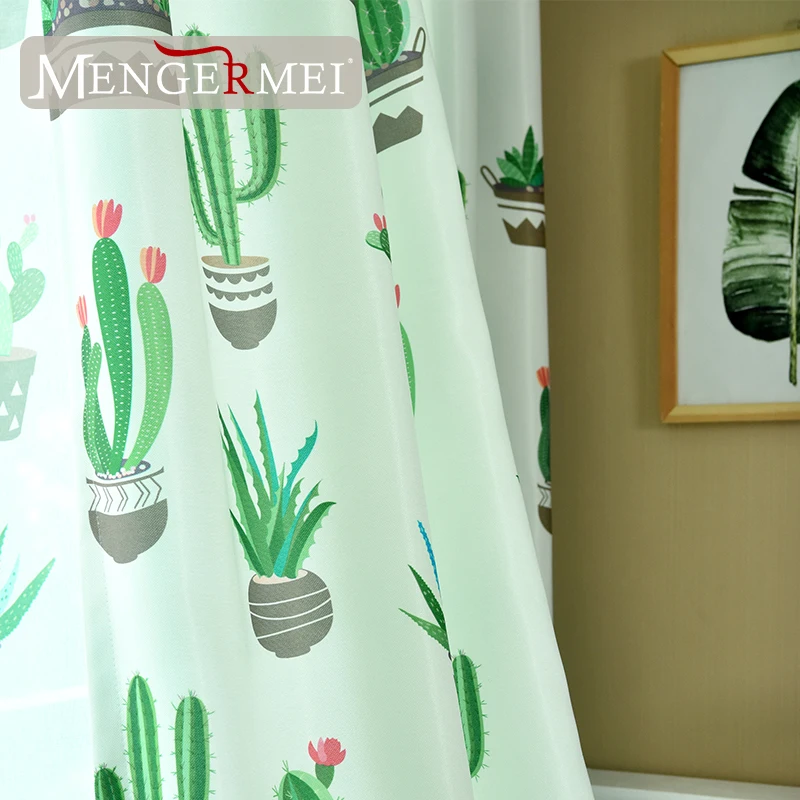 MENGERMEI зеленые занавески с растениями для гостиной Детская спальня обработки окон