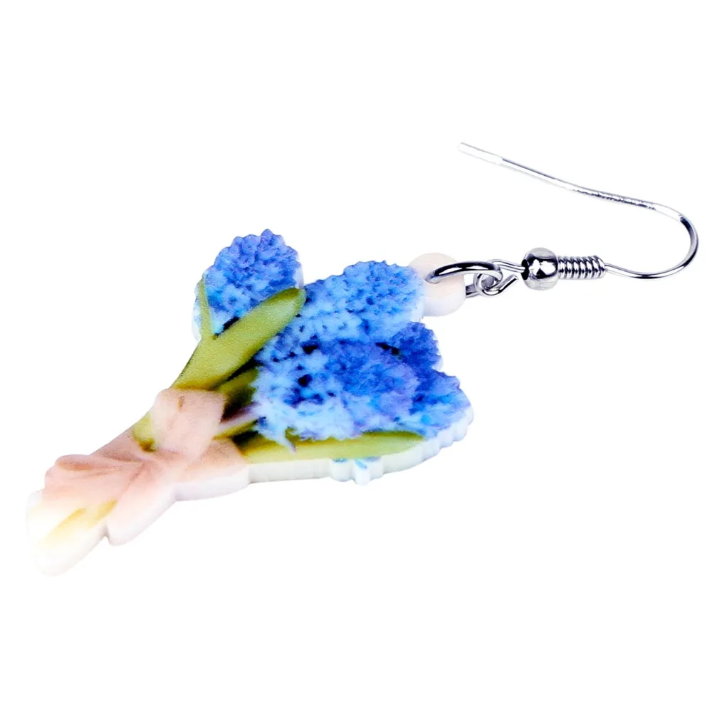 Bonsny Statement Acrylic Hyacinth Flower Posy Bouquet Earrings Drop Dangle Wedding Gift Plant Jewelry For Women Girl Cute Charms | Украшения