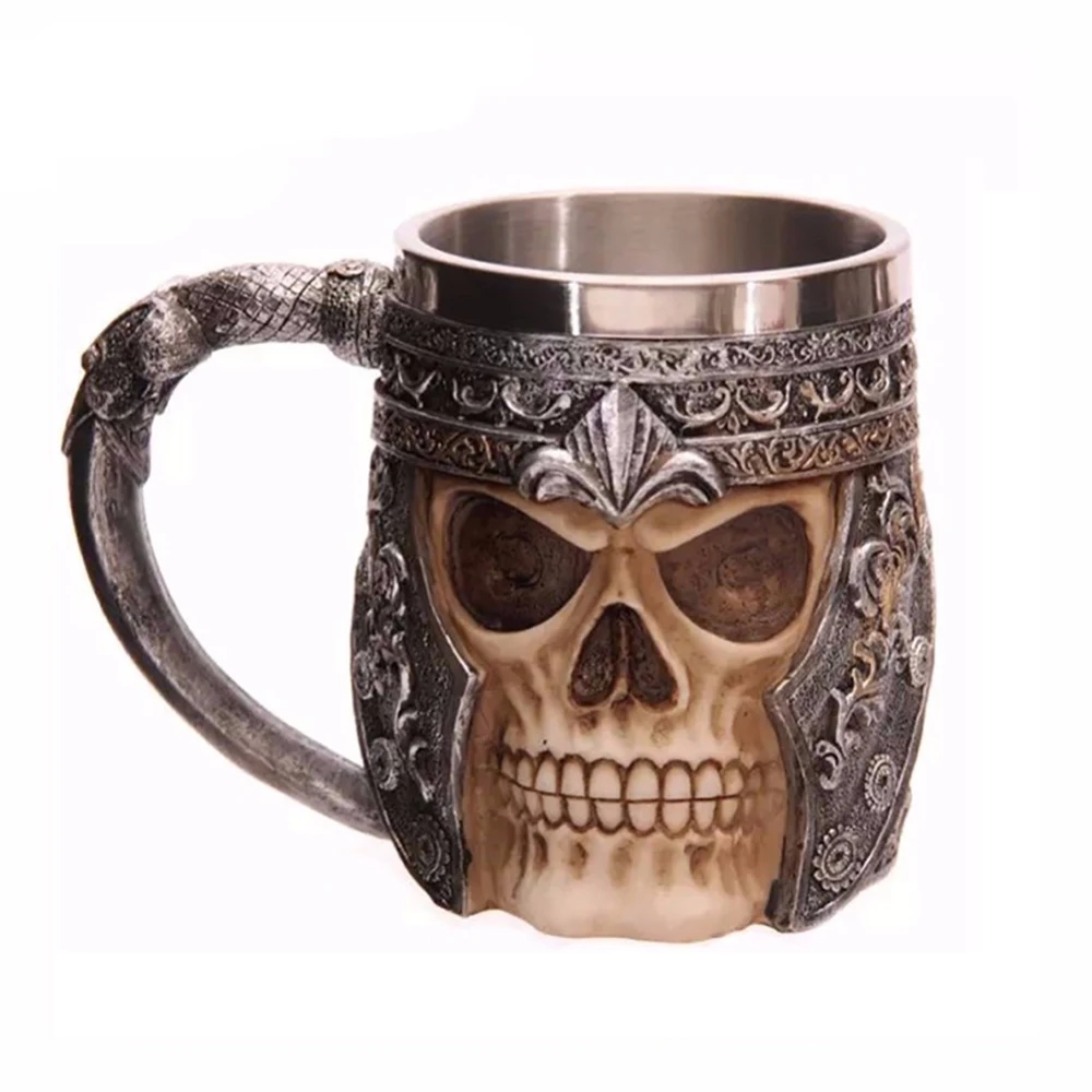 3D Кофейное Молоко Кружка Смола Череп Tankard Яркий Воин Викинга Пивная кружка
