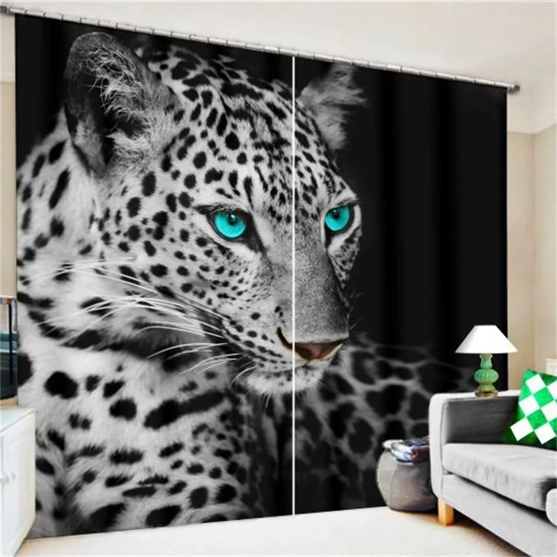 

3d Animal Print Leopard Backdrop Fabric Curtains Living Room Bedroom Kitchen Window Modern Home Decorations Blackout Drapes