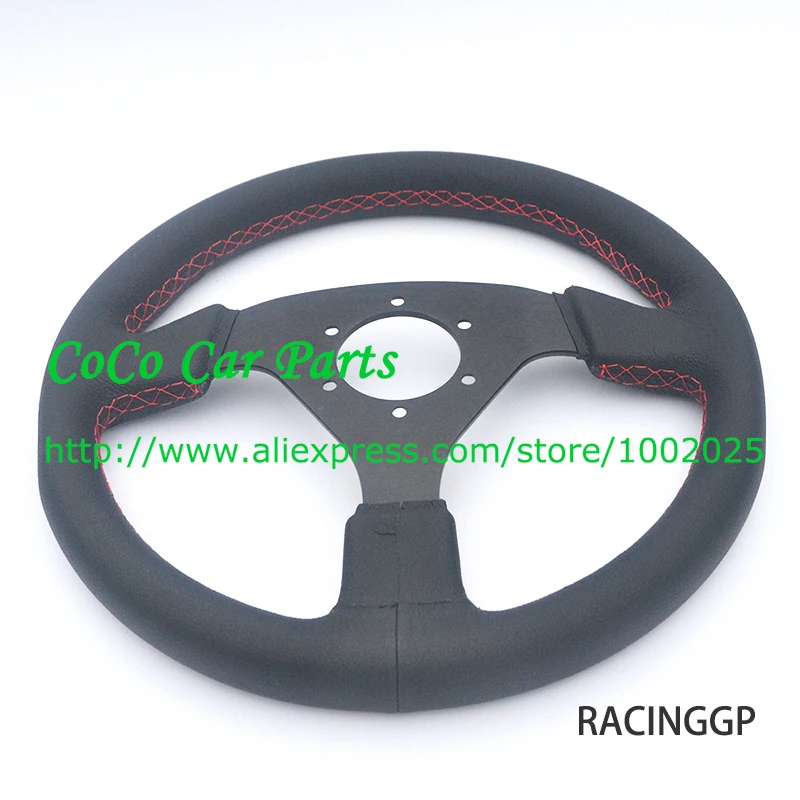 Новое поступление плоским гоночный автомобиль Руль 330 мм RACINGGP кожаный руль