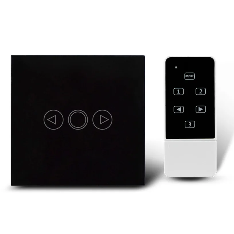 

EU Type New Black 1 Gang Crystal Glass Remote Control Dimmer Light Switch / Electrical Wall Switches with dimming functions