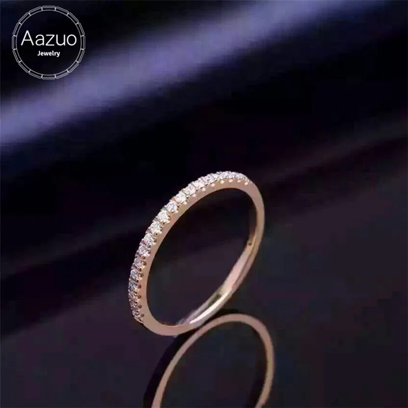 Aazuo 100% 18 K белое золото розовое настоящее кольцо с бриллиантом для женщин