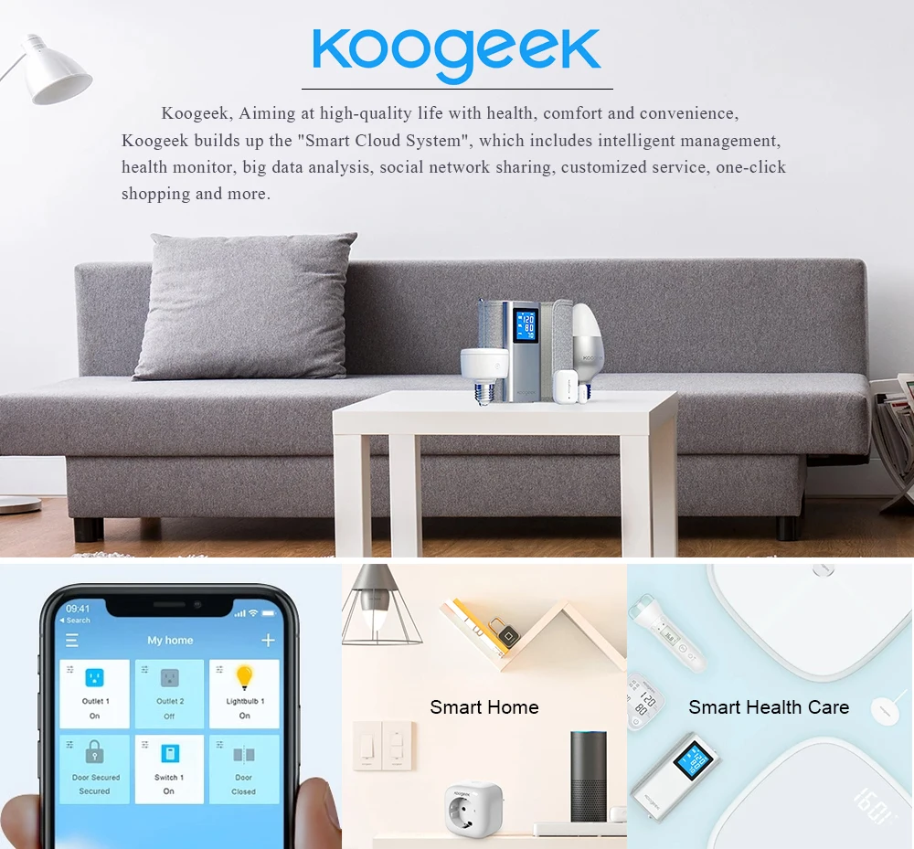 Смарт-розетка Koogeek USB Мощность полосы розетка Стабилизатор напряжения с индивидуальной системой контроля 3-выход для Apple HomeKit/Google Assistant