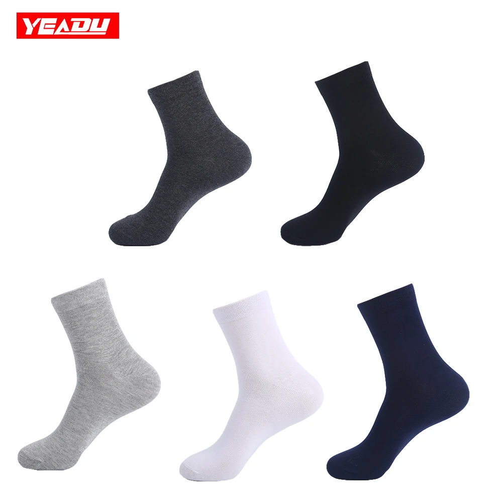 

Носки YEADU мужские большого размера, хлопковые деловые повседневные, черные, белые, серые, для свадьбы, рождественский подарок, 5 цветов