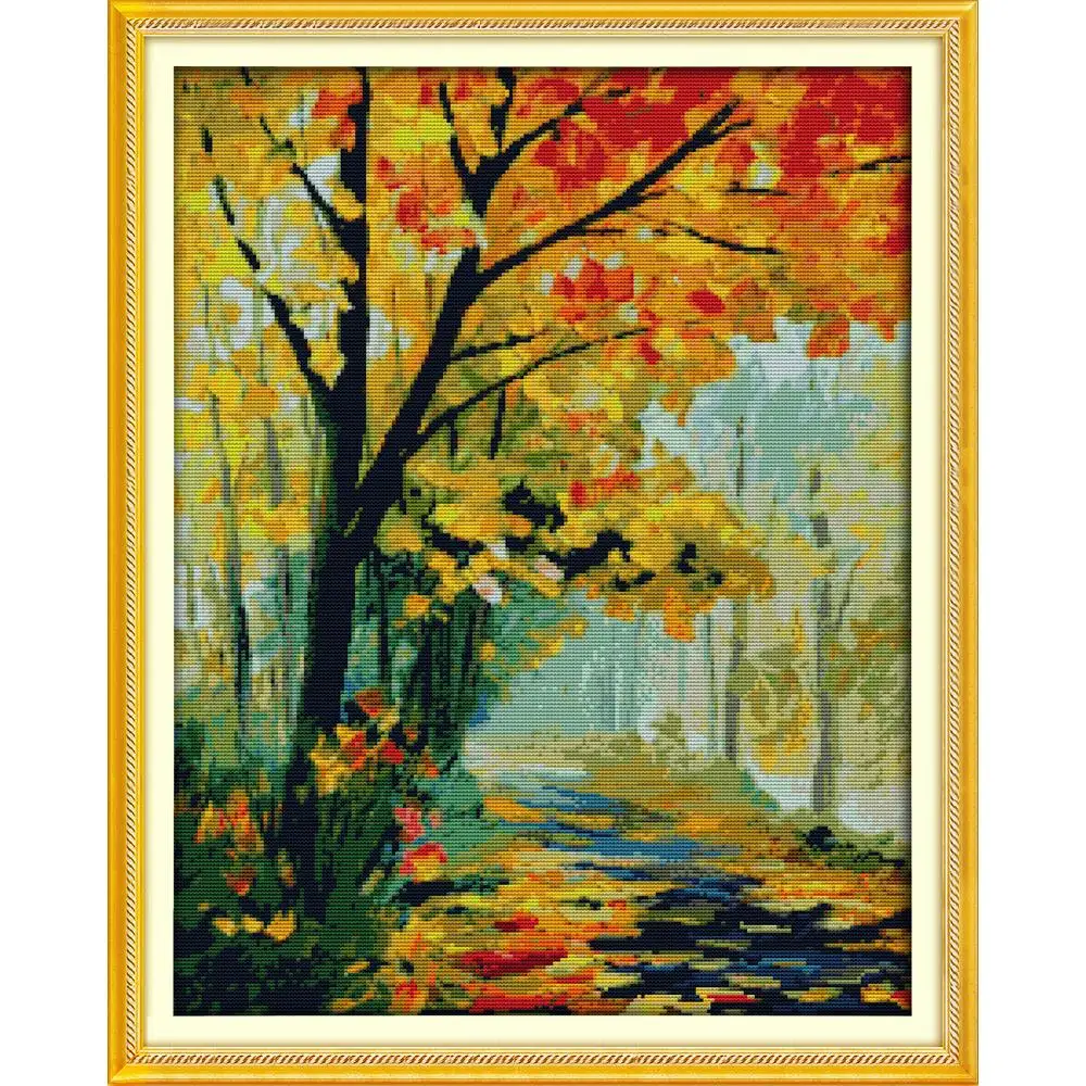 

Everlasting Love Autumnal Scenery (3) Chinese Cross Stitch Kits Ecological Cotton Stamped 11 CT Christmas Decorations For Home