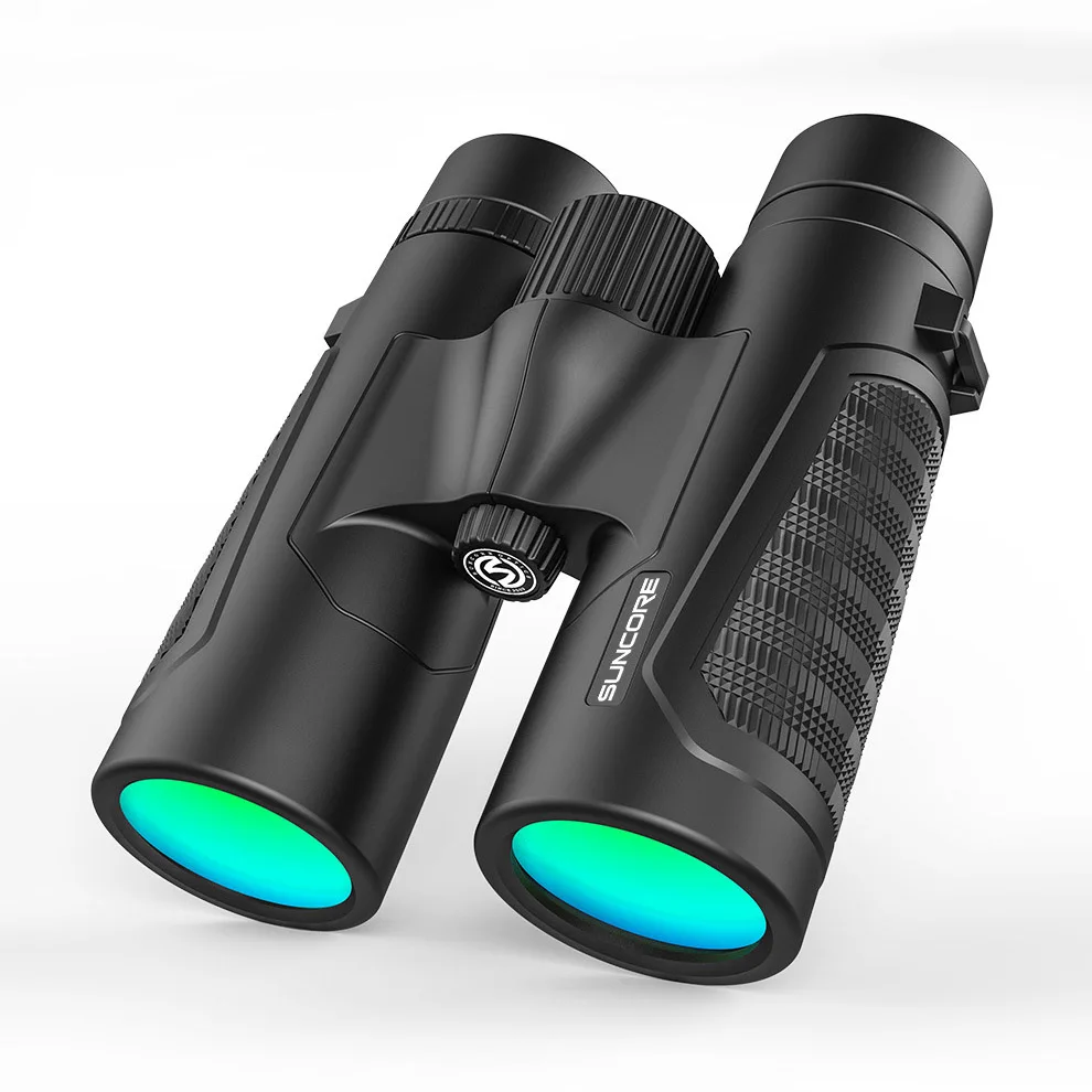 Черный 12x42 HD высокой мощности бинокль Bak-4 Призма многослойное зеленое покрытие портативный телескоп Открытый Туризм Кемпинг - Цвет: Черный