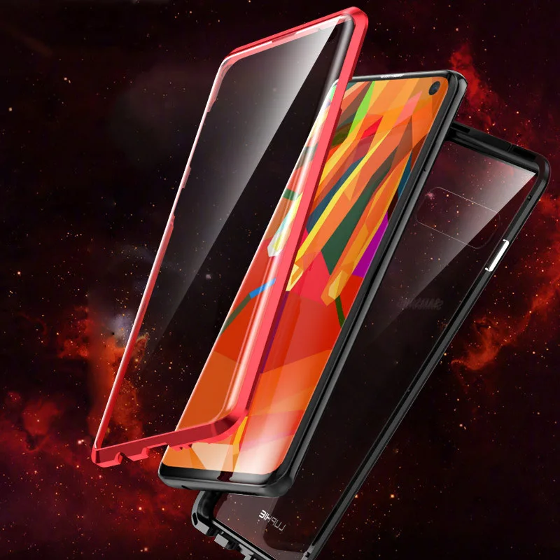 Tongdaytech закаленное стекло с магнитом чехол для samsung Galaxy S10 Plus 360 чехол s двухстороннее стекло металлический чехол для S8 S9 Plus Note 9