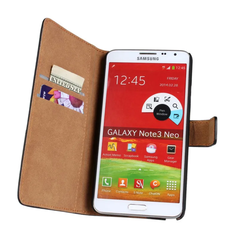 Роскошный чехол-бумажник из натуральной кожи с откидной крышкой для Samsung Galaxy Note 3