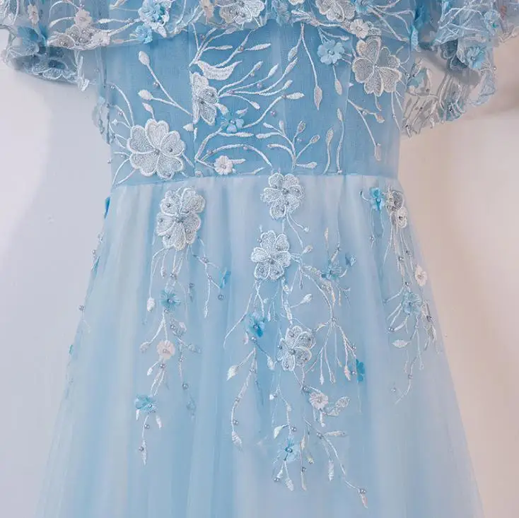 VENSANAC O Neck Flowers Embroidery A Line Long Evening Dresses 2018 Vintage Lace Appliques Party Tulle Prom Gowns | Свадьбы и