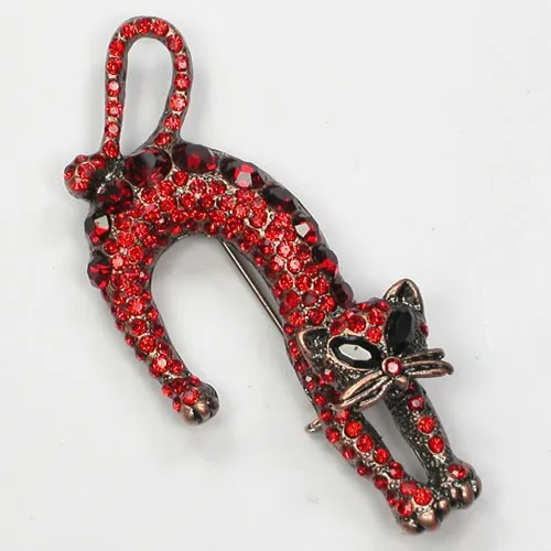 

Red Rhinestone Kittens Pin brooches C188 C