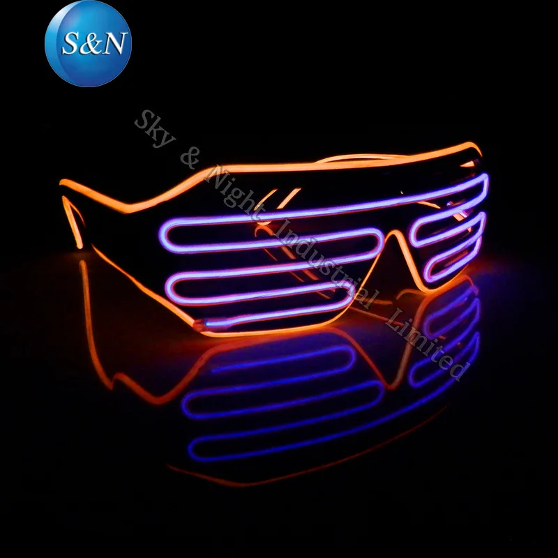 (Оранжевый + розовый) цветовой гаммы светодиодный EL моды затворные очки звук