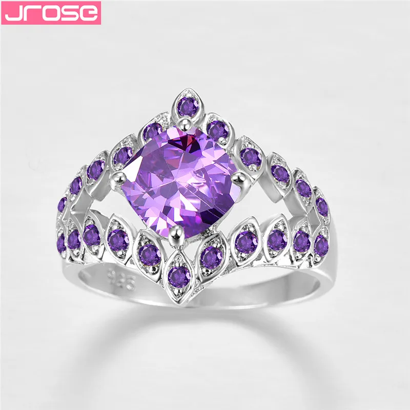 JROSE оптовая продажа винтажные фиолетовые жёлтые кристаллы большие обручальные