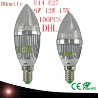 100x led candelabra bulb candle light e14 e27 9w 12w 15w warmnaturecoolwhite bulb lamp dimmable 110v220v led bulb lamp ce rohs