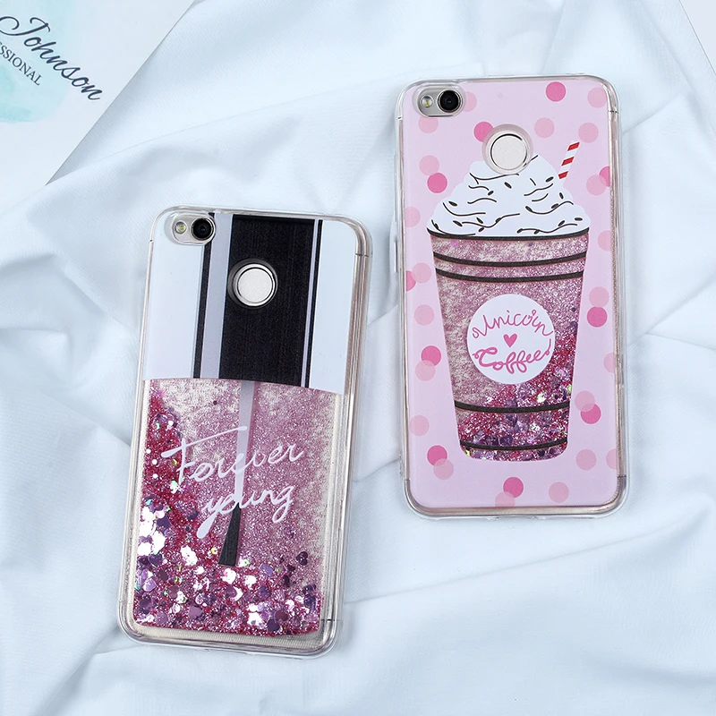 Soft TPU Case For Xiaomi Redmi Note 5 4 4X Pro Liquid Glitter Quicksand Cute Bottle S2 4A Plus |
