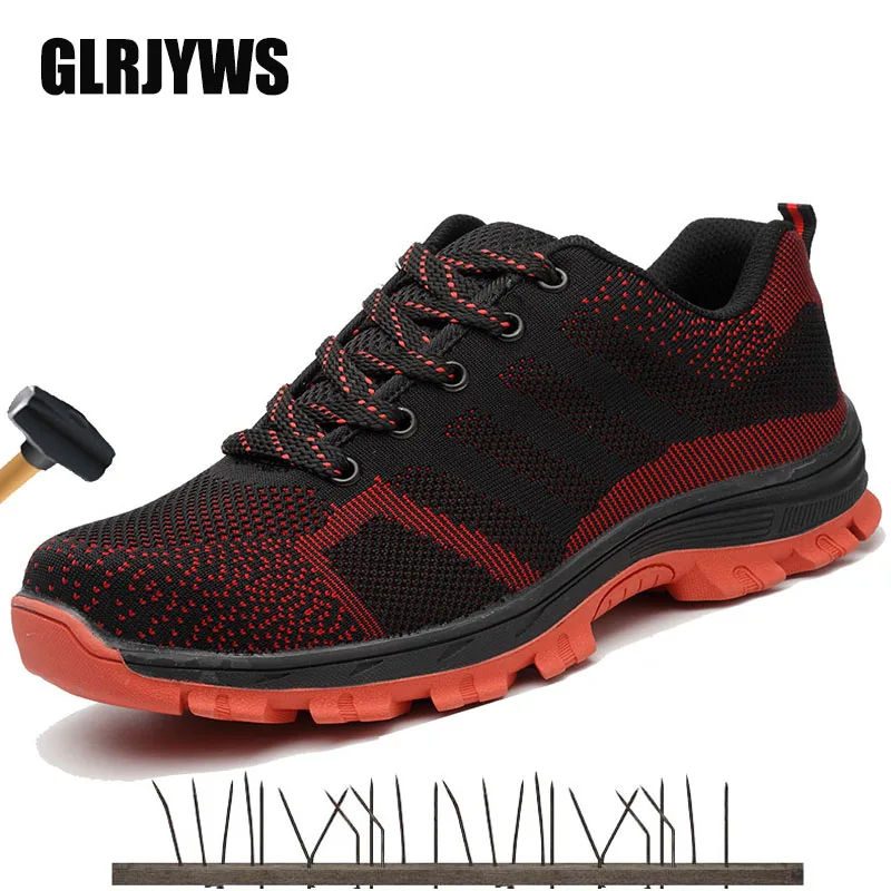 Защитные ботинки унисекс брендовые со стальным носком небьющиеся средняя