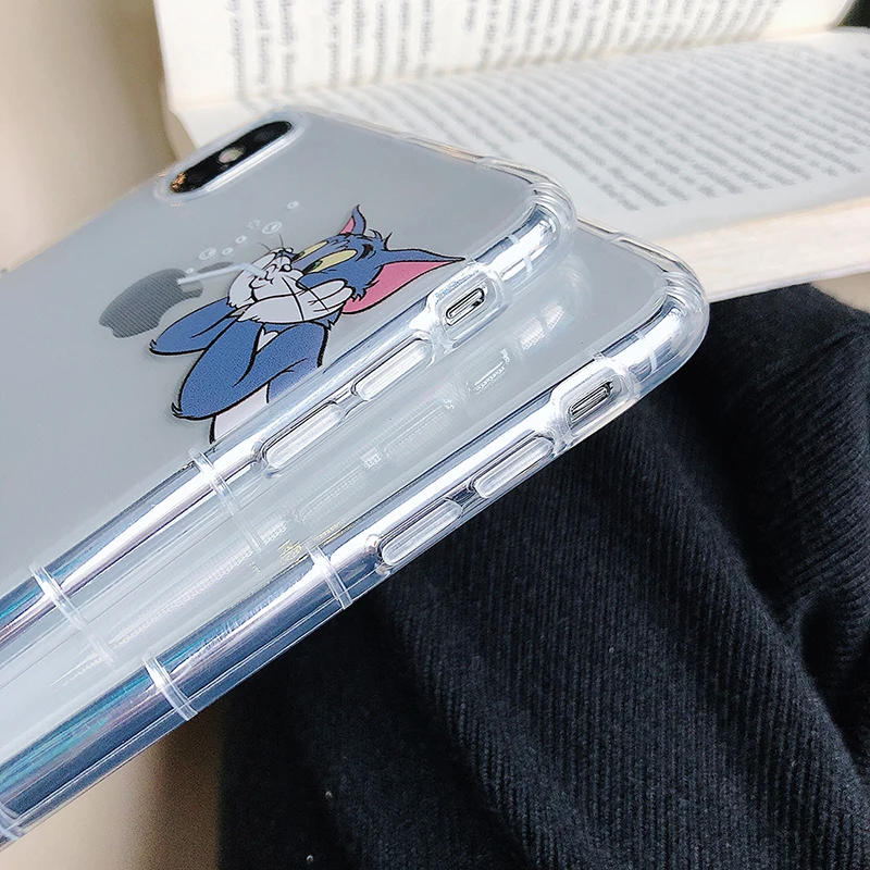 BXE чехол для телефона с кошкой и мышкой задняя крышка бампер для Apple iPhone 6 6s 7 8 Plus X Xs Чехлы для MAX XR Прозрачный Мягкий ТПУ силиконовый чехол