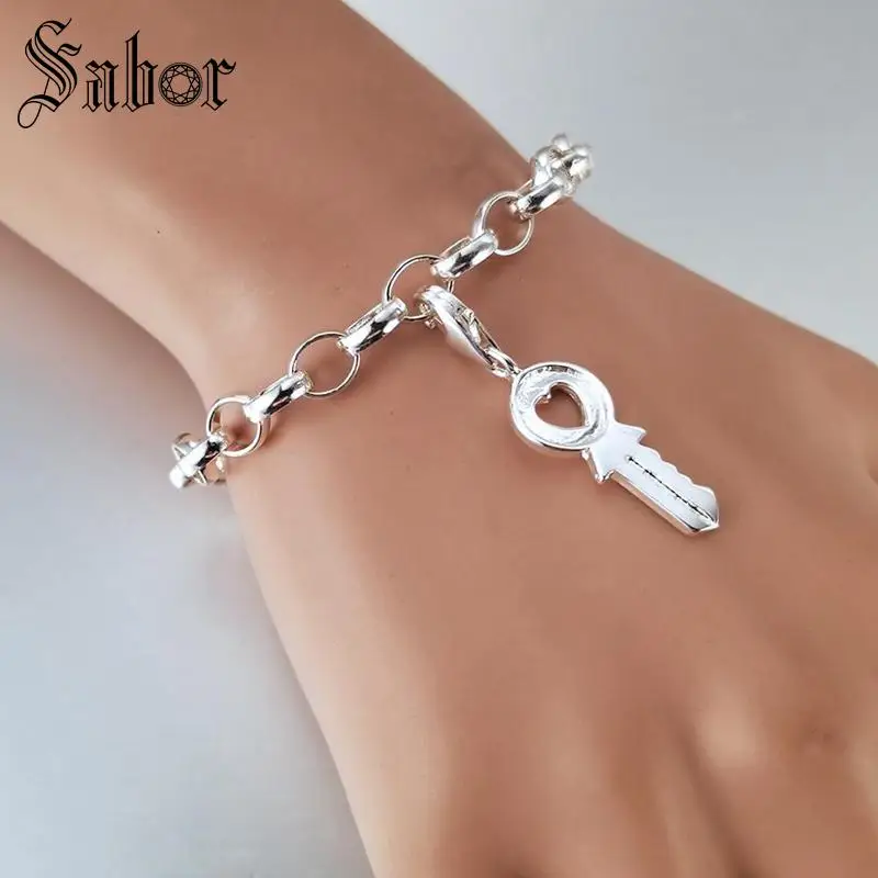 Модный серебряный цвет Любовь Сердце Ключ амулеты Fit браслет и ожерелье
