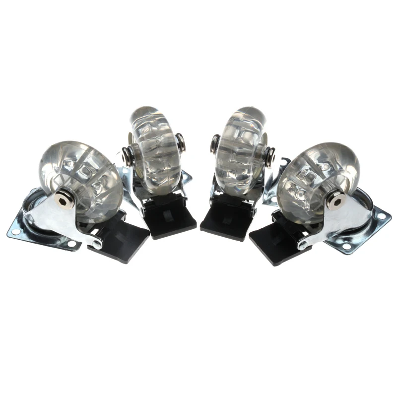 

4Pcs 50mm Transparent PU Chair Flat Plastic Caster Mute Swivel Wheels Heavy Duty Furniture Robber for Furniture Hardware