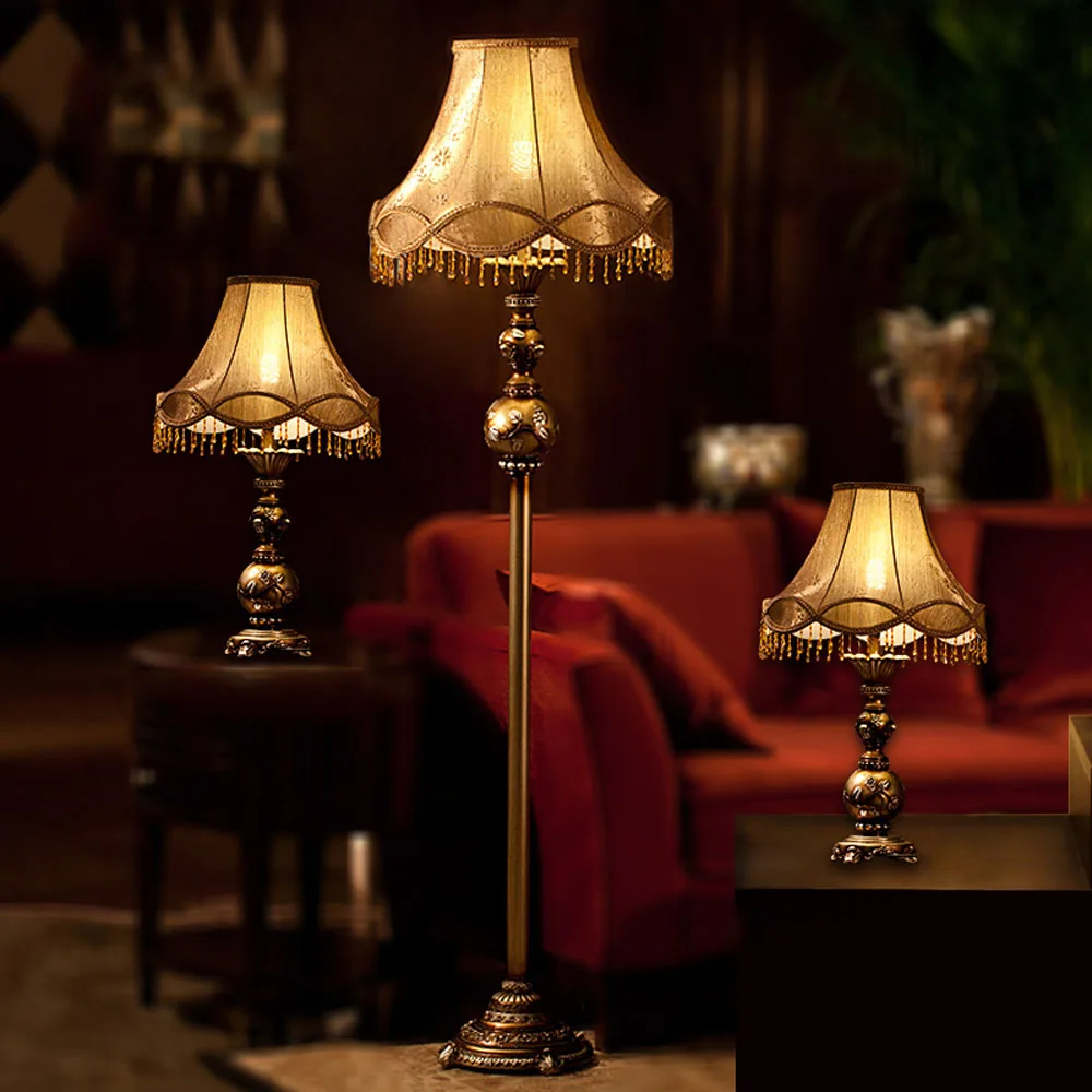 Resin Led Floor Lamp Antique Luxurious Bedroom Design Bulb E27 110V-220V European Style for Living Room | Лампы и освещение