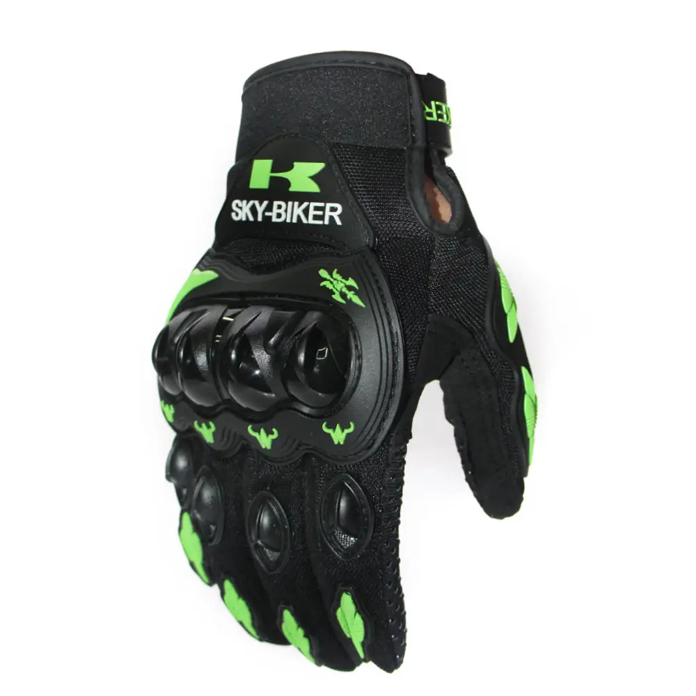 Зеленый Полный палец езда Guantes мотоциклетные перчатки красный оранжевый цвета мотоцикл мотокросса Motos защитные шестерни перчатки M-XXL Размер - Цвет: Зеленый