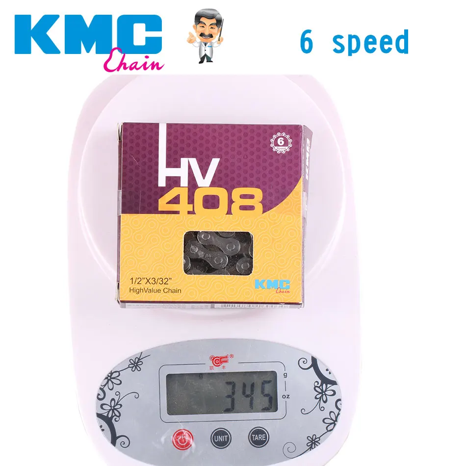 KMC HV408 6 Speed Bicycle Chain Bike Chain for MTB/Road Bike fo Shimano/SRAM 116L /Chain Bike Silver Grey