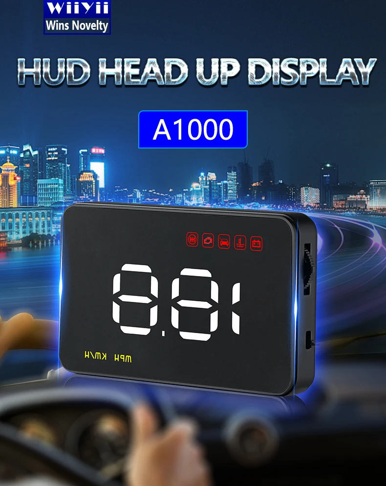 Цифровой Автомобильный спидометр KUNFINE OBD2 с HUD дисплеем на лобовое стекло