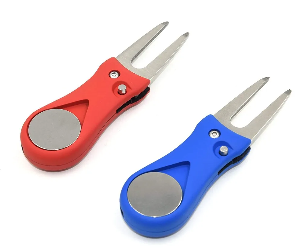 Golf Divot Tool with Pop-up Button & Magnetic Ball Marker Pitch Mark Mini Lightweight Portable and Foldable | Спорт и развлечения