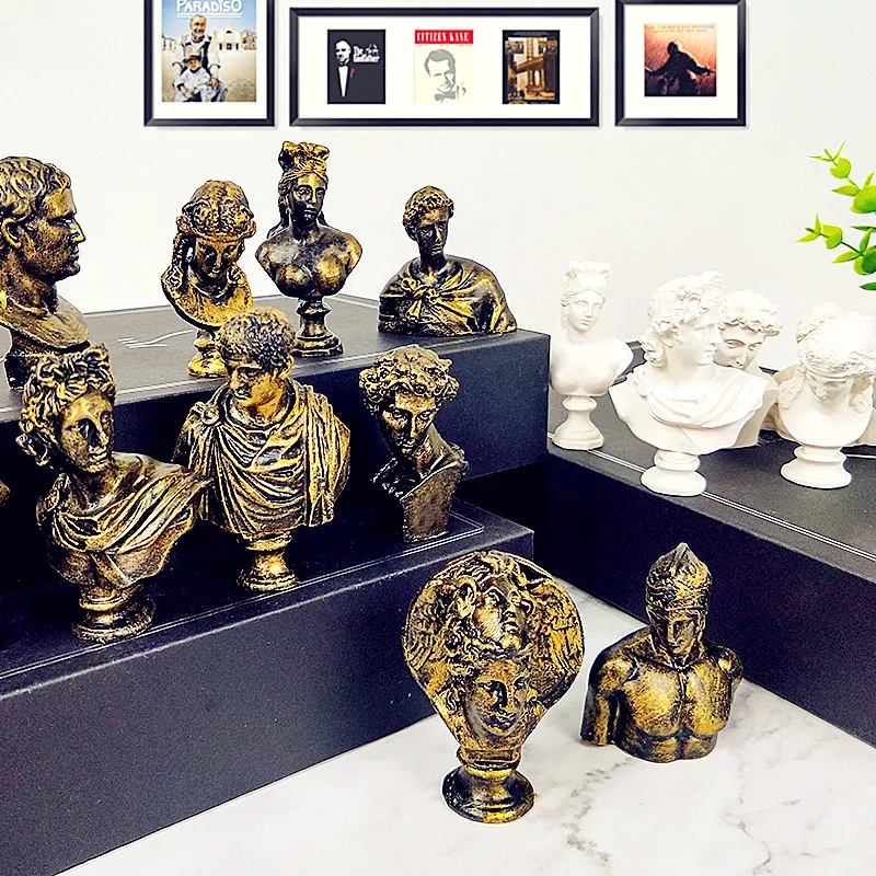 

10Pcs/set David Venus Apollo Hera Voltaire Bust Statue Resin Craftwork TV Cabinet Soft Living Room Decoration Gift L2740
