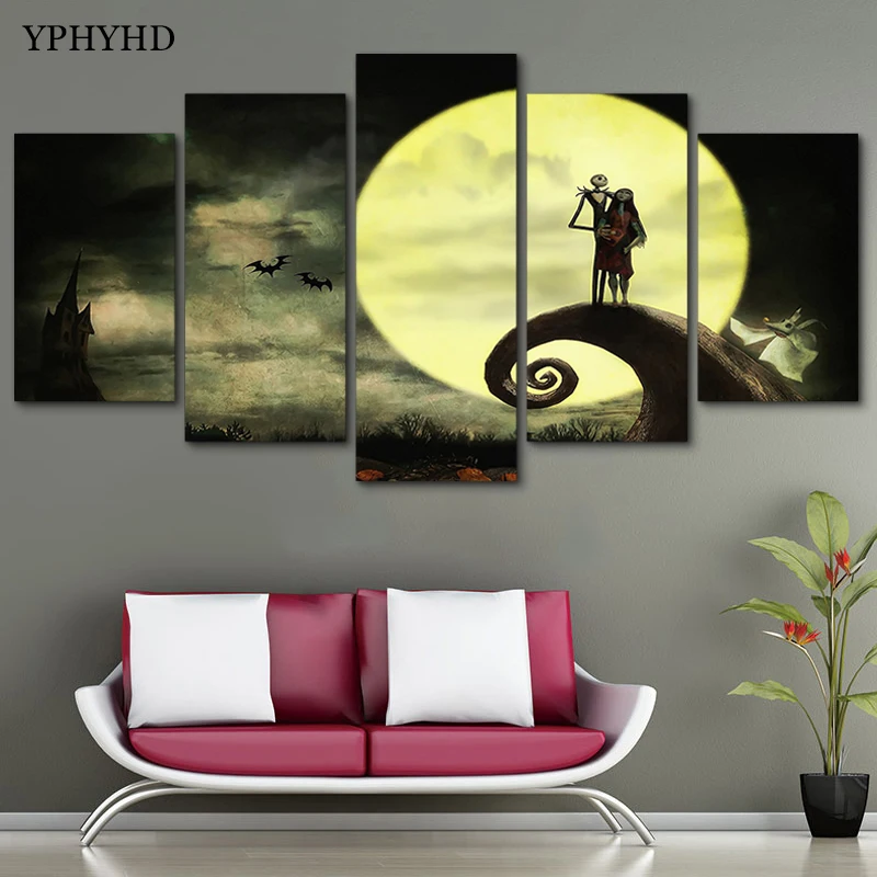 YPHYHD холст Современная HD Печать Луна картинки искусство на стену 5 шт. домашний