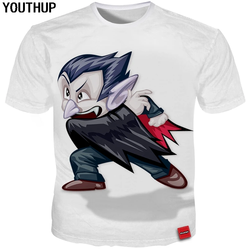 YOUTHUP 2020 Новый дизайн Мужская 3d футболка с принтом вампира крутая мужская белая 5XL