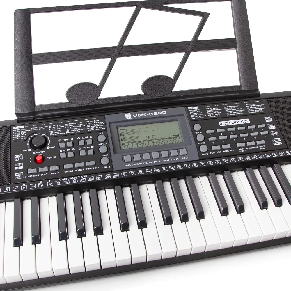 Vangoa VGK6200 61 освещенные ключи электронное пианино клавиатура с ЖК дисплеем Gig